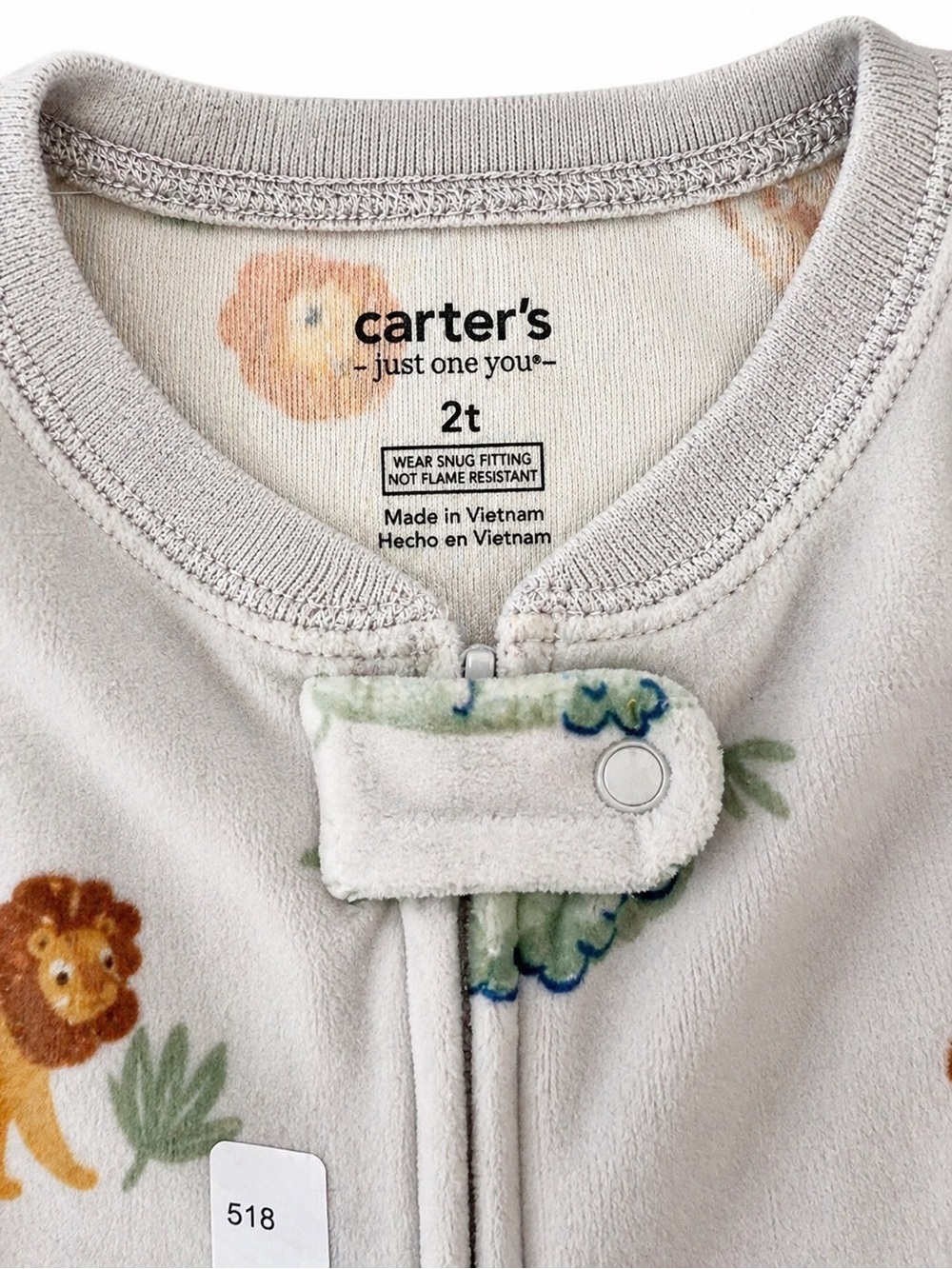 Carter’s Safari Animal Footed Pajamas 2T NWT Soft Fleece Zip Sleeper Boys Gift - Picture 2 of 4